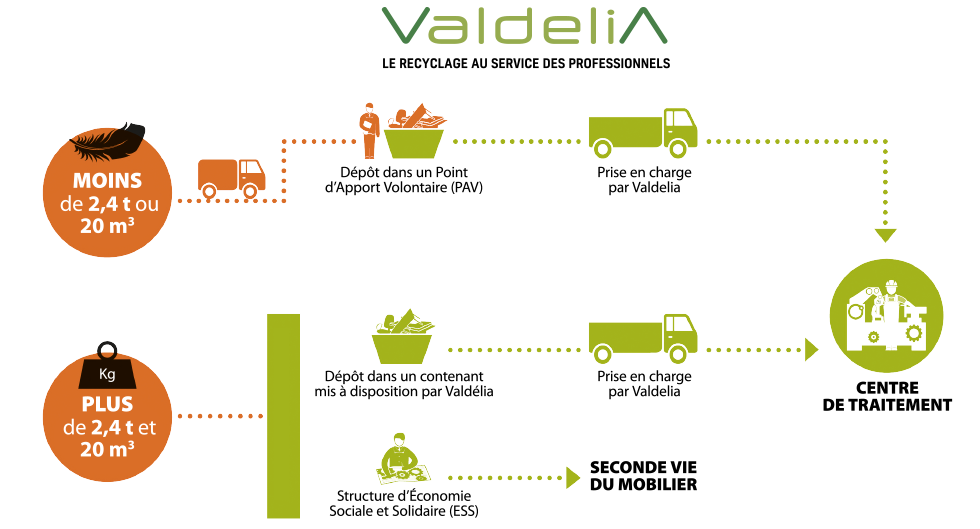 Schéma du recyclage professionnel Valdelia