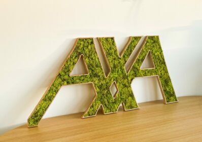 Logo végétal AXA réalisé par Ateliers de Chevreuse.