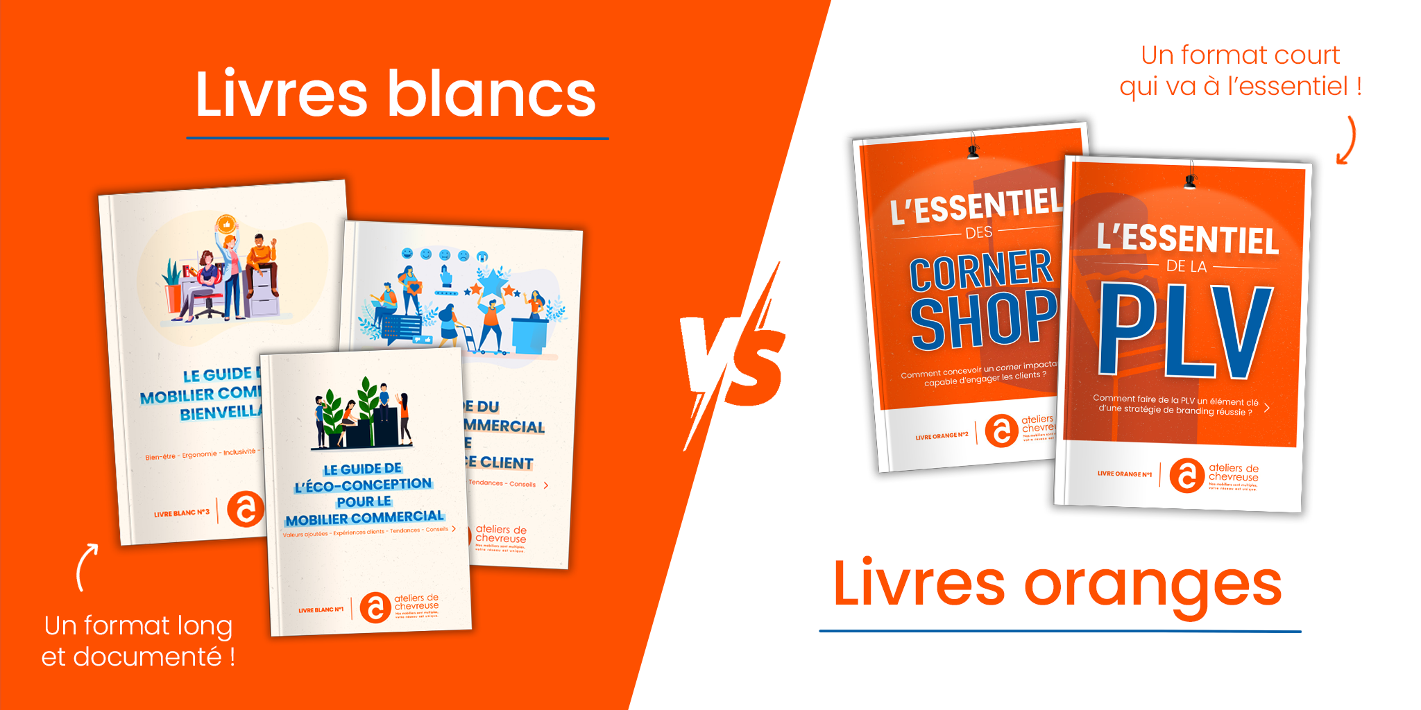 livres blancs et oranges