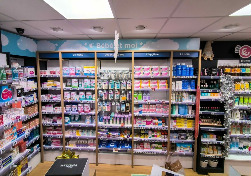 gondole produit pharmacie